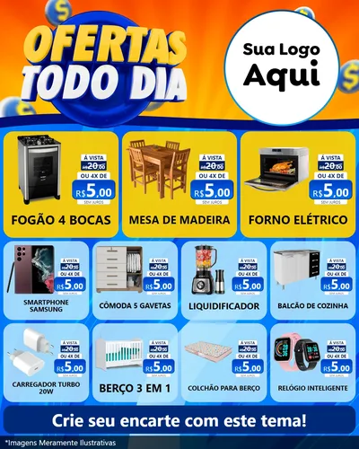 Modelo de Rede Social para Feed Instagram com o tema Ofertas Todo Dia para Móveis e Eletro