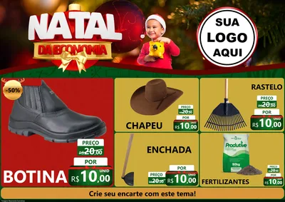 Modelo de Encarte para Encarte A4 Horizontal com o tema Natal da Economia para Agropecuária