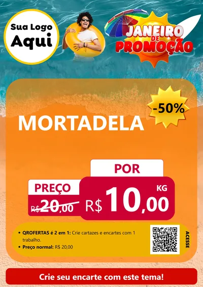 Modelo de Cartaz para Cartaz A4 Vertical com o tema Janeiro de Promoção para Frios e Laticínios