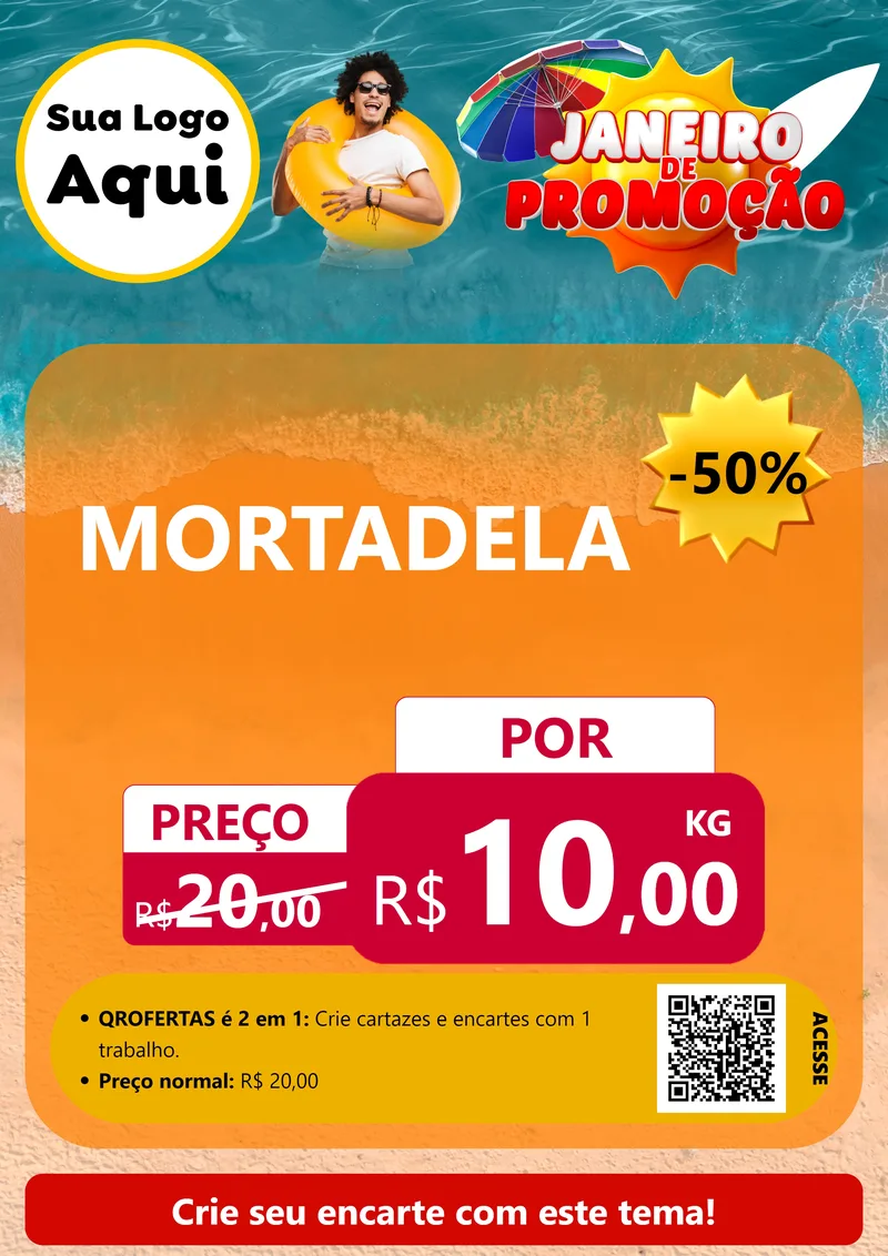 Modelo de Cartaz para Cartaz A4 Vertical com o tema Janeiro de Promoção para Frios e Laticínios