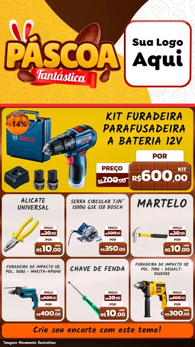 Modelo de Rede Social para Stories com o tema Páscoa Fantástica para Maquinas e Ferramentas