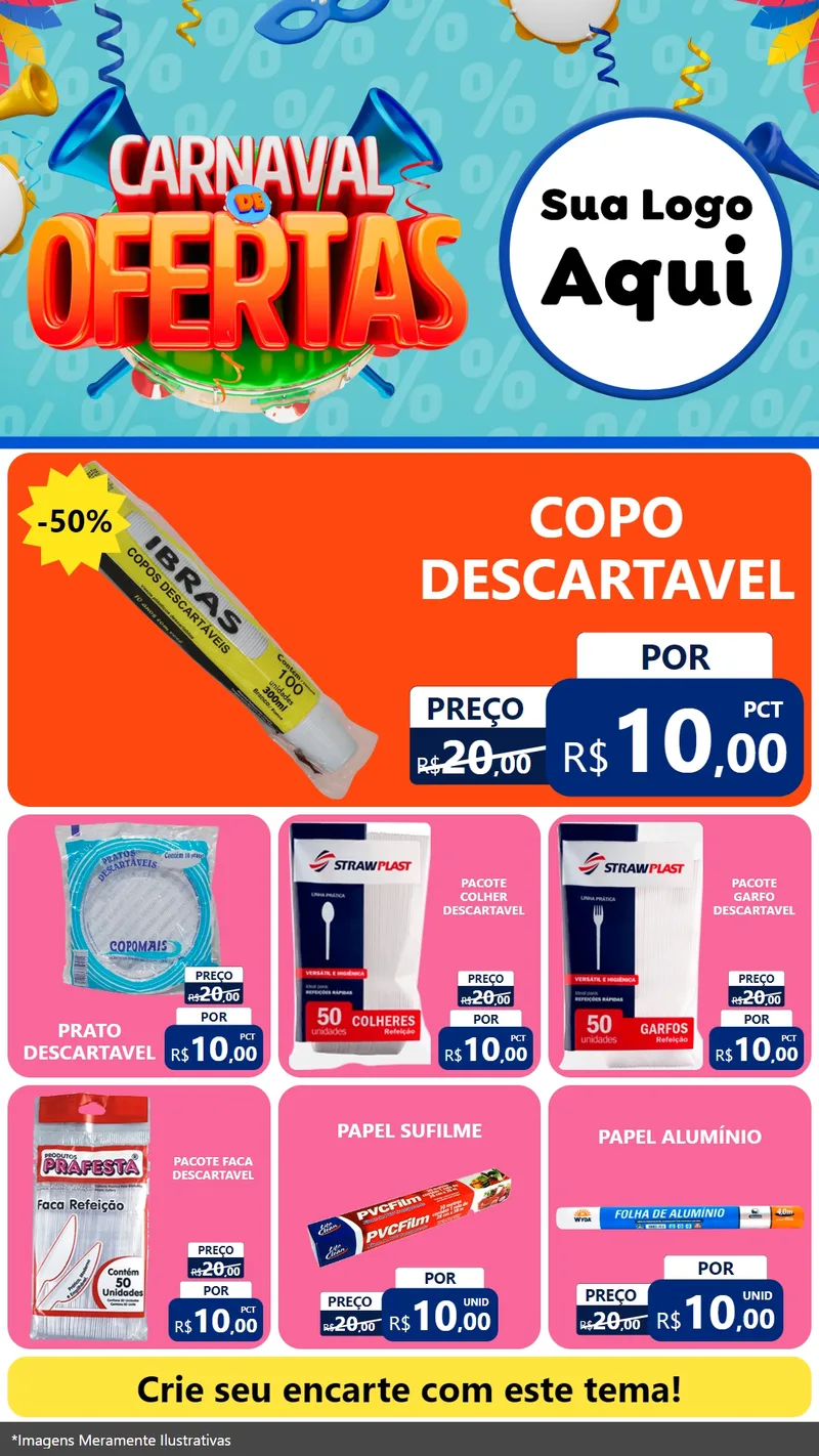 Modelo de Rede Social para Stories com o tema Carnaval de Ofertas para Embalagens