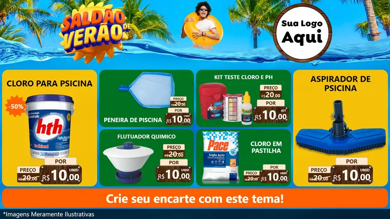 Modelo de TV para TV Horizontal com o tema Saldão de Verão para Produtos para Piscina