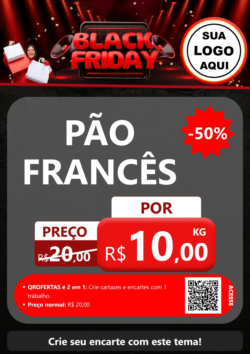 Modelo de Cartaz para Cartaz A4 Vertical com o tema Black Friday para Padaria