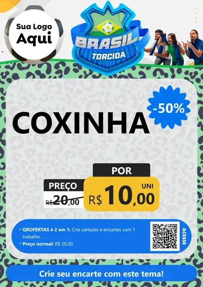 Modelo de Cartaz para Cartaz A4 Vertical com o tema Brasil Torcida - Copa para Salgadaria
