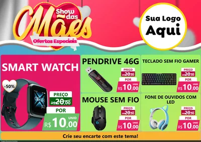Modelo de Encarte para Encarte A4 Horizontal com o tema Show das Mães - Ofertas Especiais para Informática