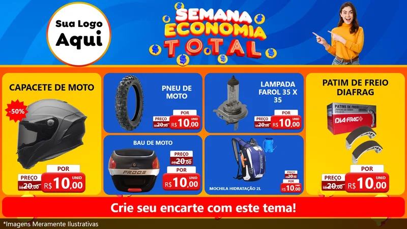 Modelo de TV para TV Horizontal com o tema Semana Economia Total para Moto peças