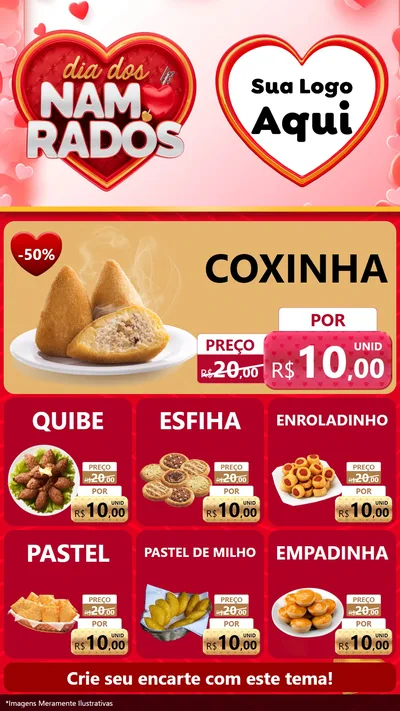 Modelo de Rede Social para Stories com o tema Dia dos Namorados para Salgadaria