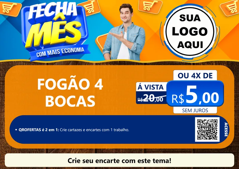 Modelo de Cartaz para Cartaz A4 Horizontal com o tema Fecha Mês Com Mais Economia para Móveis e Eletro
