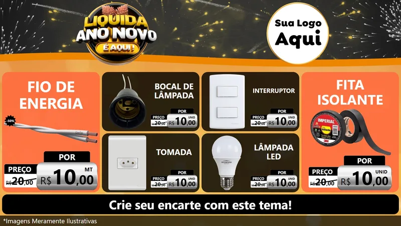 Modelo de TV para TV Horizontal com o tema Liquida Ano Novo É Aqui! para Materiais Elétricos