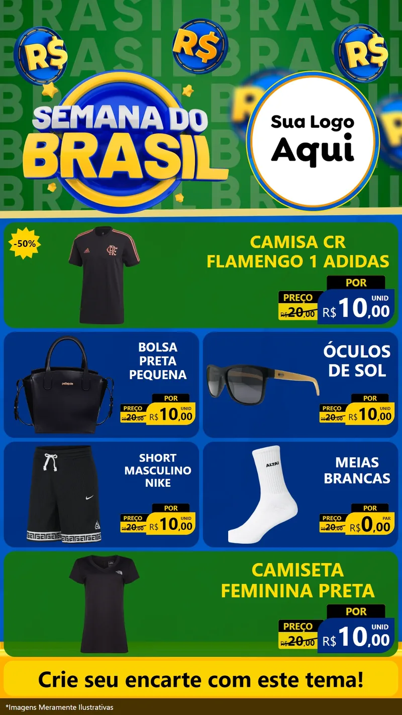 Modelo de TV para TV Vertical com o tema Semana Do Brasil para Roupas e acessórios
