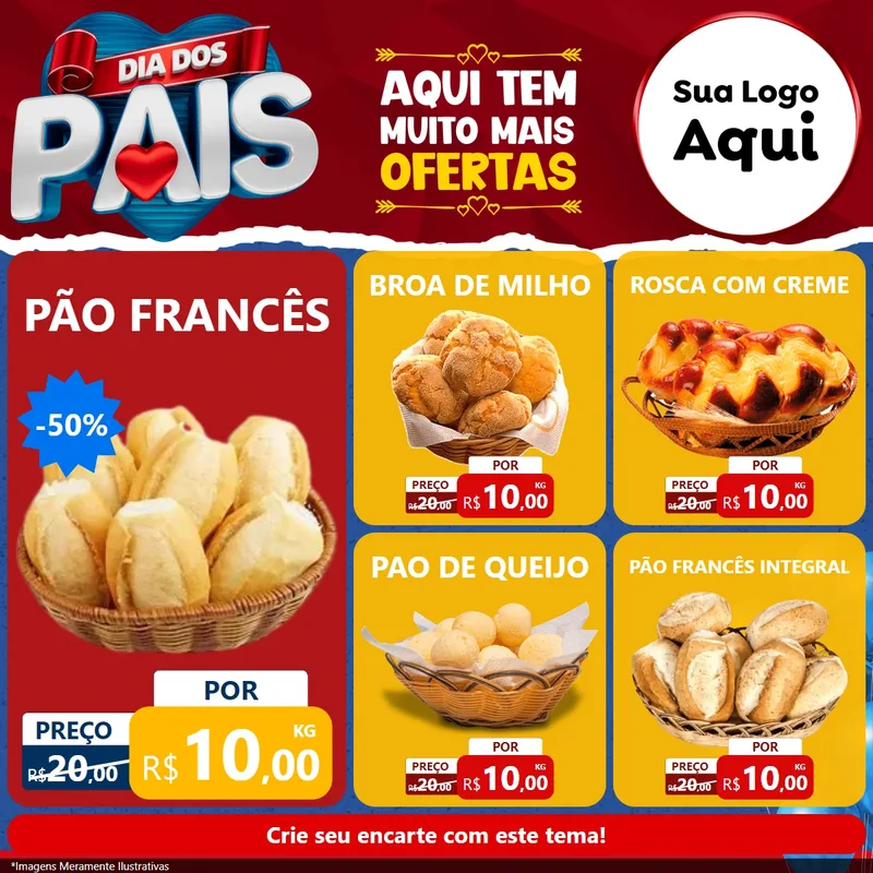Modelo de Rede Social para Feed Facebook com o tema Dia dos Pais para Padaria