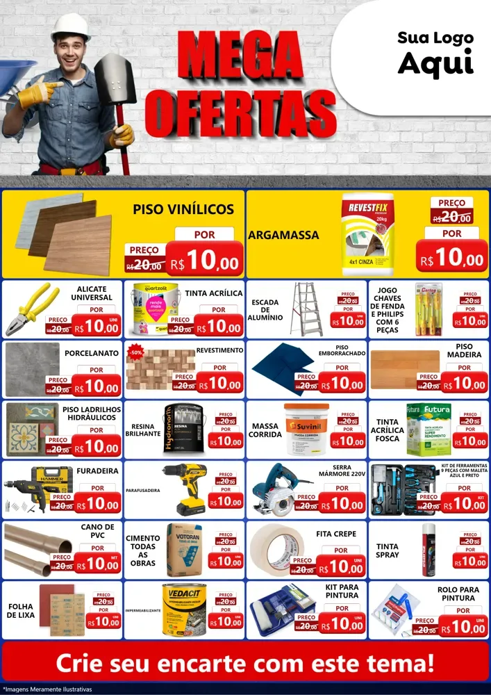 Modelo de Encarte para Encarte A4 Vertical com o tema Material de Construção para Material para Construção