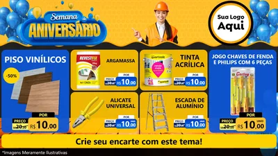 Modelo de TV para TV Horizontal com o tema Semana de Aniversário para Material para Construção