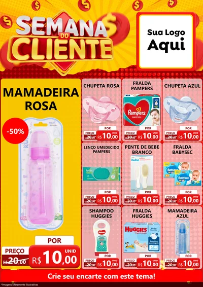 Modelo de Encarte para Encarte A4 Vertical com o tema Semana do Cliente para Bebês
