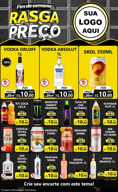 Modelo de Encarte para Encarte Grande com o tema Fim de Semana Rasga Preço para Distribuidora de bebidas