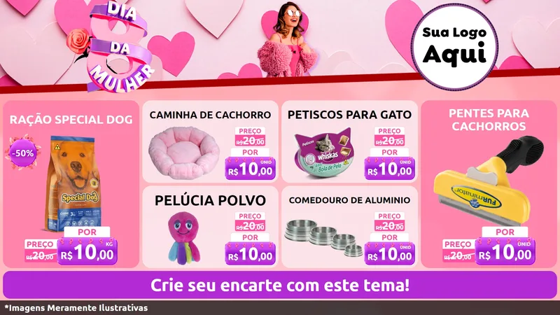 Modelo de TV para TV Horizontal com o tema Dia da Mulher para Pet Shop