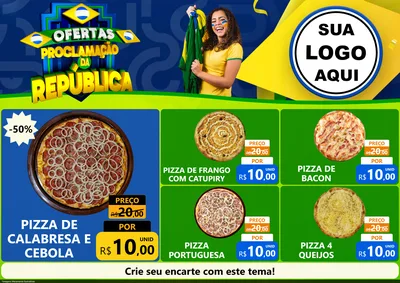 Modelo de Encarte para Encarte A4 Horizontal com o tema Ofertas Proclamação da República para Pizzaria