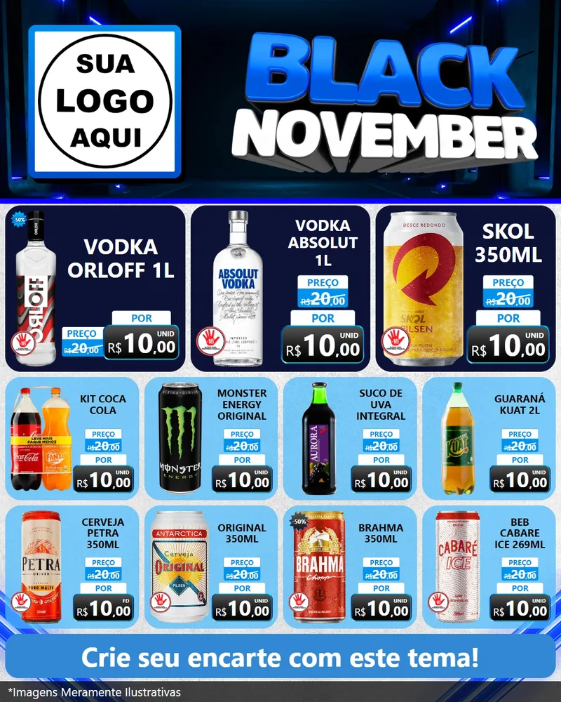 Modelo de Rede Social para Feed Instagram com o tema Black November para Distribuidora de bebidas