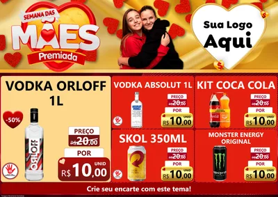 Modelo de Encarte para Encarte A4 Horizontal com o tema Semana das Mães Premiada para Distribuidora de bebidas