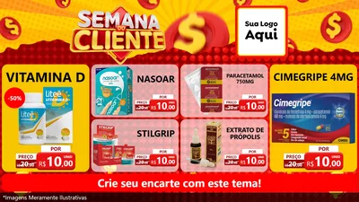Modelo de TV para TV Horizontal com o tema Semana do Cliente para Farmácia