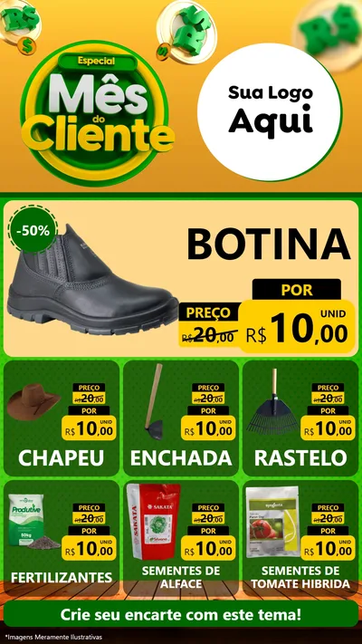 Modelo de Rede Social para Stories com o tema Especial Mês do Cliente para Agropecuária