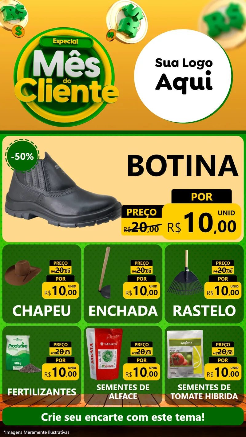 Modelo de Rede Social para Stories com o tema Especial Mês do Cliente para Agropecuária