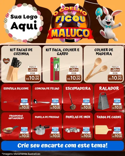 Modelo de Rede Social para Feed Instagram com o tema O Coelho Ficou Maluco - Páscoa para Utilidades Domésticas