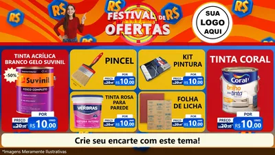 Modelo de TV para TV Horizontal com o tema Festival de Ofertas para Tintas e Ferramentas