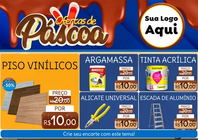 Modelo de Encarte para Encarte A4 Horizontal com o tema Ofertas de Páscoa para Material para Construção
