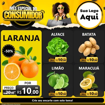 Modelo de Rede Social para Feed Facebook com o tema Mês Especial do Consumidor para Hortifrúti