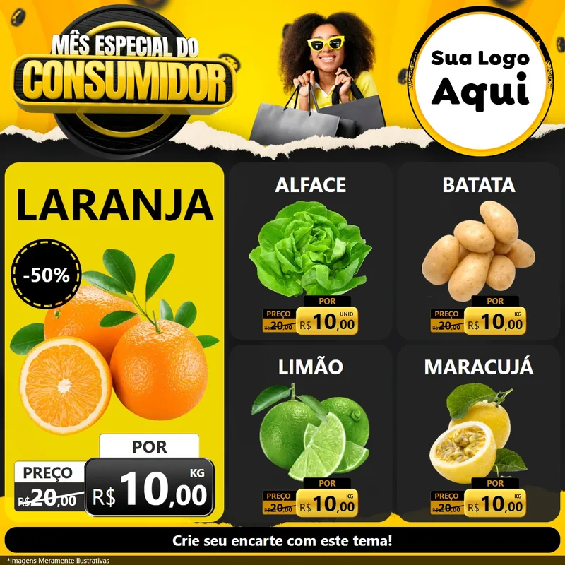 Modelo de Rede Social para Feed Facebook com o tema Mês Especial do Consumidor para Hortifrúti