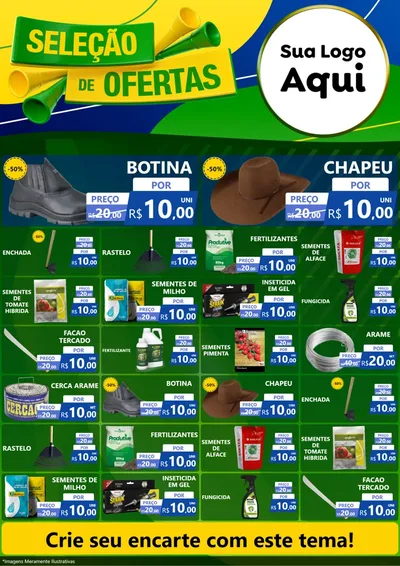 Modelo de Encarte para Encarte A4 Vertical com o tema Seleção de Ofertas - Copa para Agropecuária