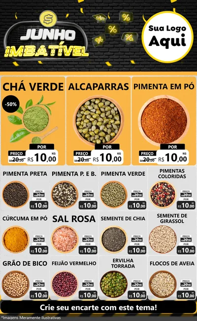 Modelo de Encarte para Encarte Grande com o tema Junho Imbatível para Produtos Naturais