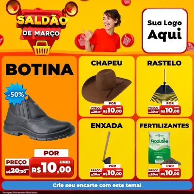 Modelo de Rede Social para Feed Facebook com o tema Saldão de Março para Agropecuária