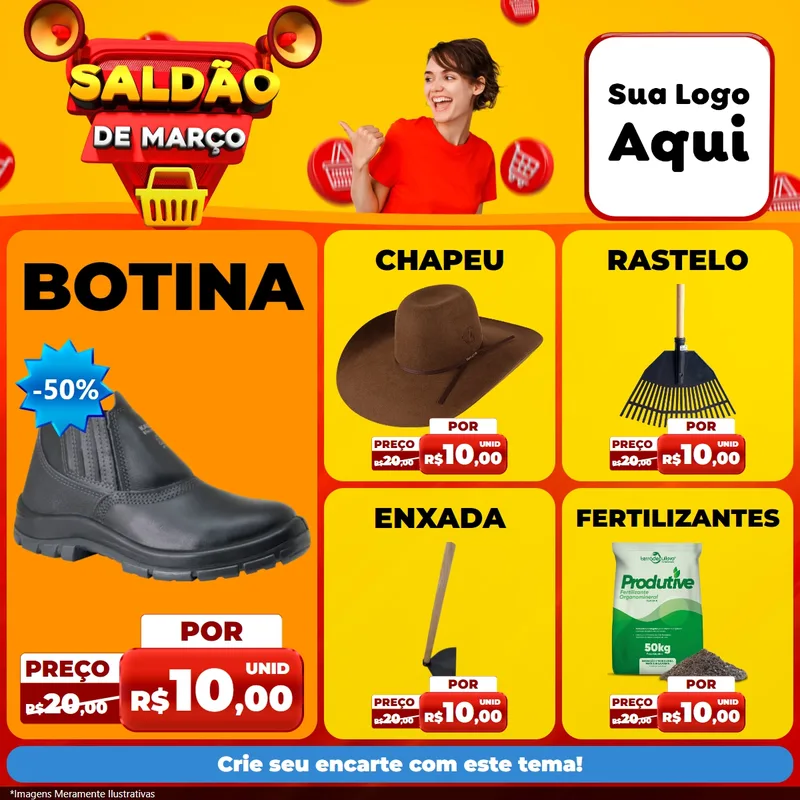 Modelo de Rede Social para Feed Facebook com o tema Saldão de Março para Agropecuária
