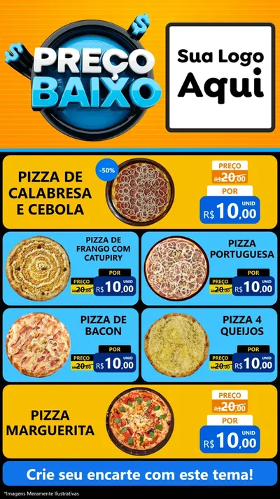 Modelo de TV para TV Vertical com o tema Preço Baixo para Pizzaria