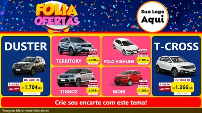 Modelo de TV para TV Horizontal com o tema Folia de Ofertas para Concessionaria de Carros