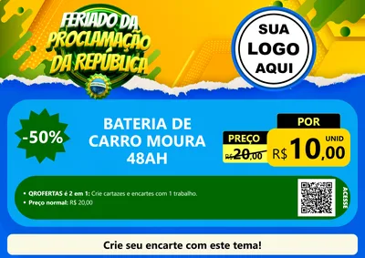 Modelo de Cartaz para Cartaz A4 Horizontal com o tema Feriado da Proclamação da República para Baterias Elétricas