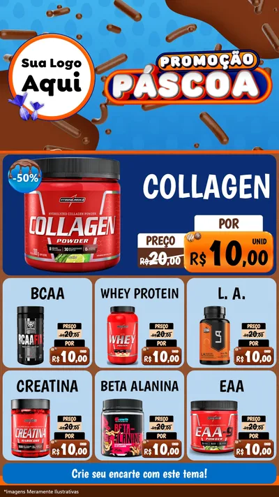 Modelo de Rede Social para Stories com o tema Promoção Páscoa para Suplementos alimentares
