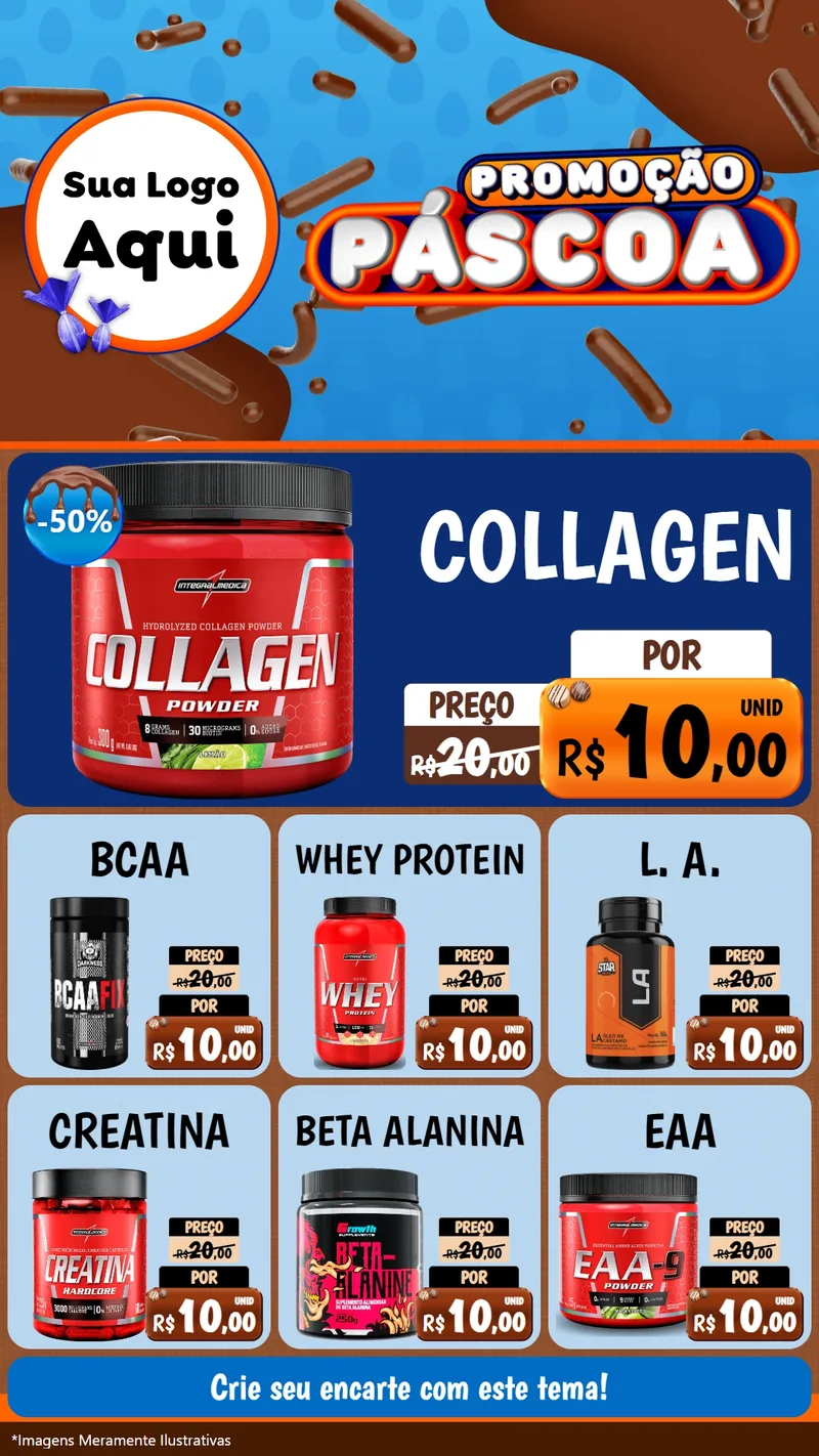 Modelo de Rede Social para Stories com o tema Promoção Páscoa para Suplementos alimentares