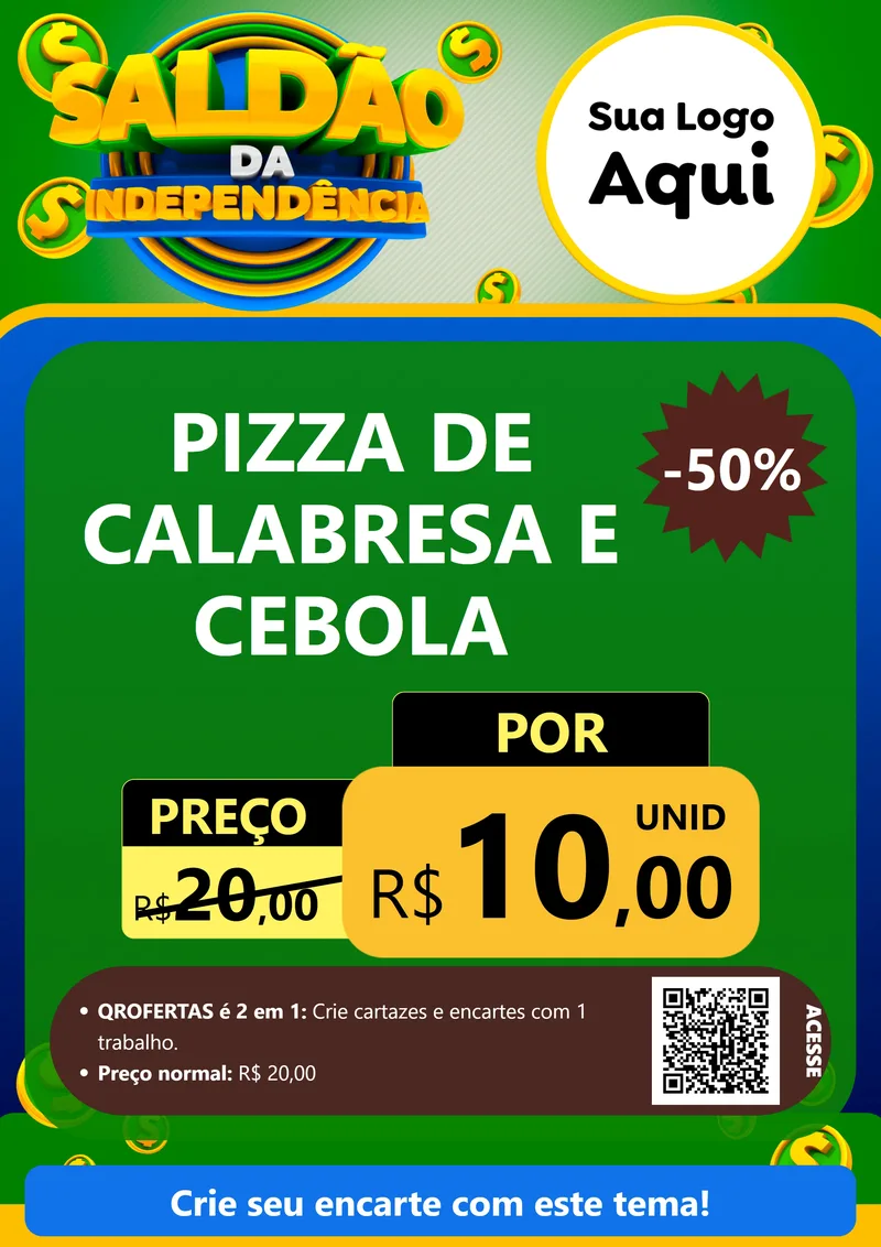 Modelo de Cartaz para Cartaz A4 Vertical com o tema Saldão da Indepêndencia para Pizzaria