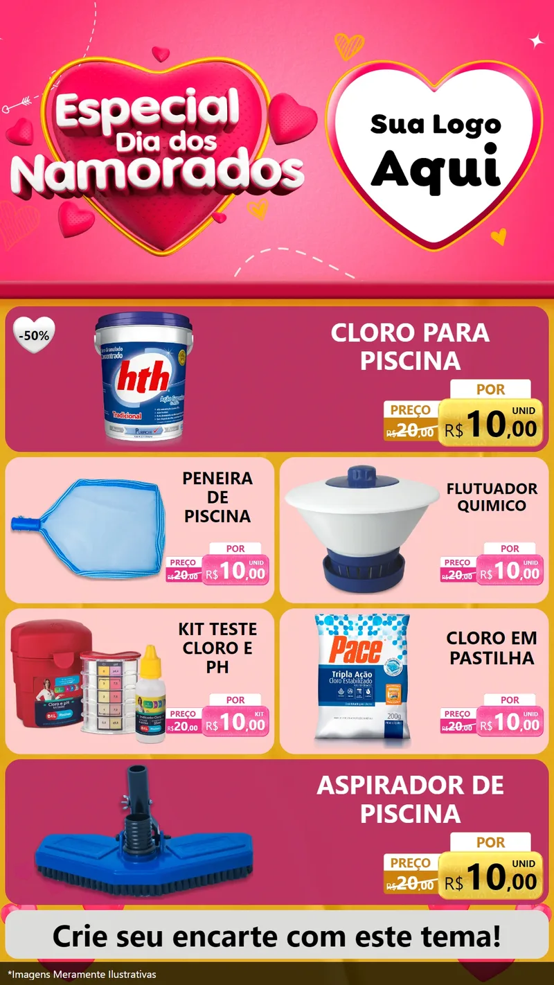 Modelo de TV para TV Vertical com o tema Especial Dia dos Namorados para Produtos para Piscina