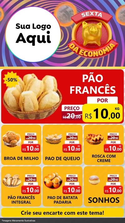 Modelo de Rede Social para Stories com o tema Sexta da Economia para Padaria