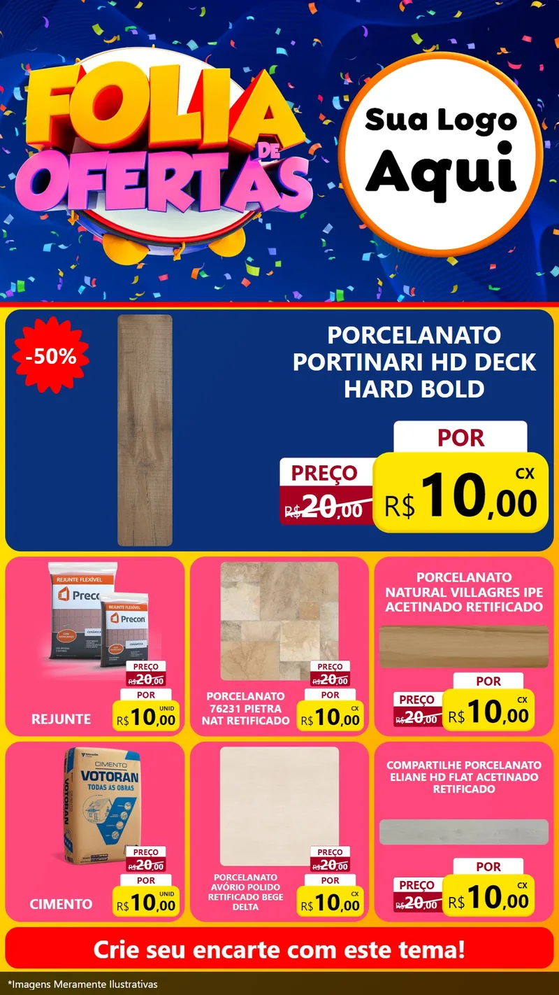 Modelo de Rede Social para Stories com o tema Folia de Ofertas para Pisos e revestimentos
