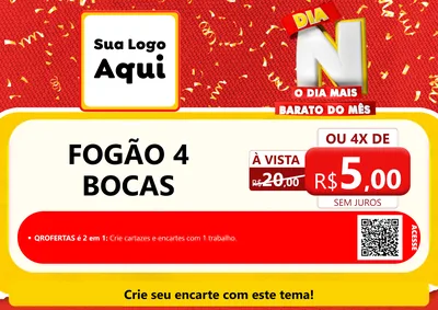Modelo de Cartaz para Cartaz A4 Horizontal com o tema Dia N o Dia Mais Barato do Mês para Móveis e Eletro