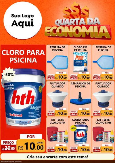 Modelo de Encarte para Encarte A4 Vertical com o tema Quarta da Economia para Produtos para Piscina