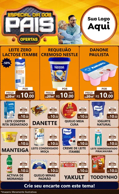 Modelo de Encarte para Encarte Grande com o tema Especial Dia dos Pais para Frios e Laticínios