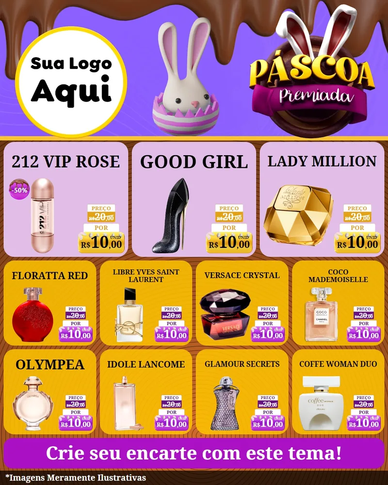Modelo de Rede Social para Feed Instagram com o tema Páscoa Premiada para Perfumes