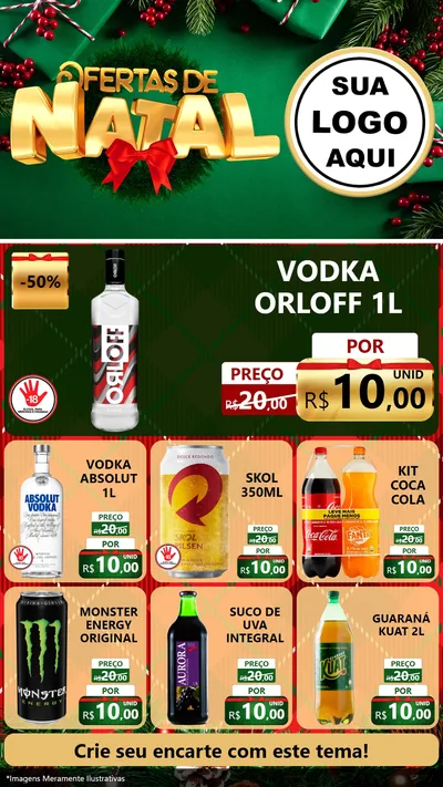 Modelo de Rede Social para Stories com o tema Ofertas de Natal para Distribuidora de bebidas